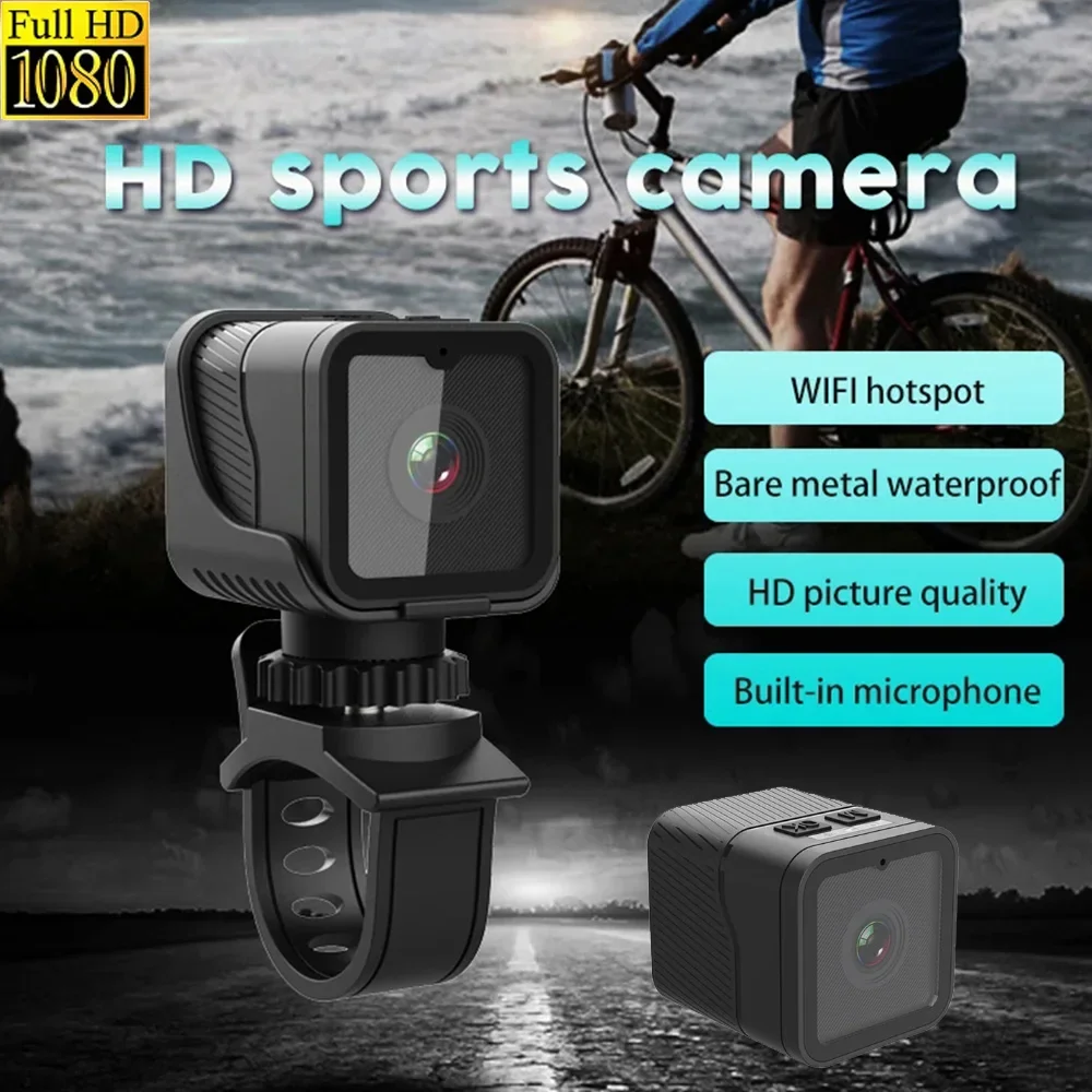 Mini Caméra de dehors HD 1080P avec Hotspot, Portable, WiFi, Étanche, Enregistreur de Conduite pour Moto et Vélo