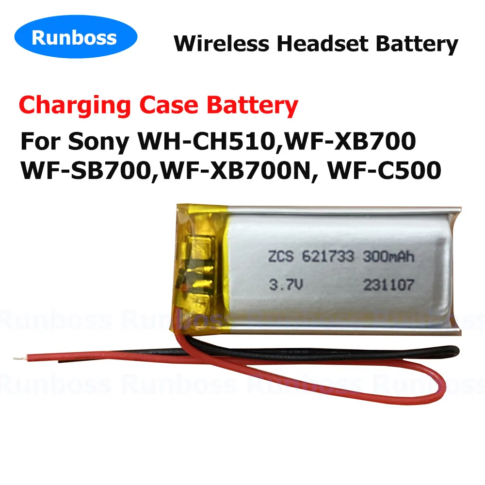 

Wireless Headset Battery 3.7V 300mAh 621733,1185-0911 for Sony WH-CH510, Charging Case for WF-XB700, WF-SB700,WF-XB700N, WF-C500