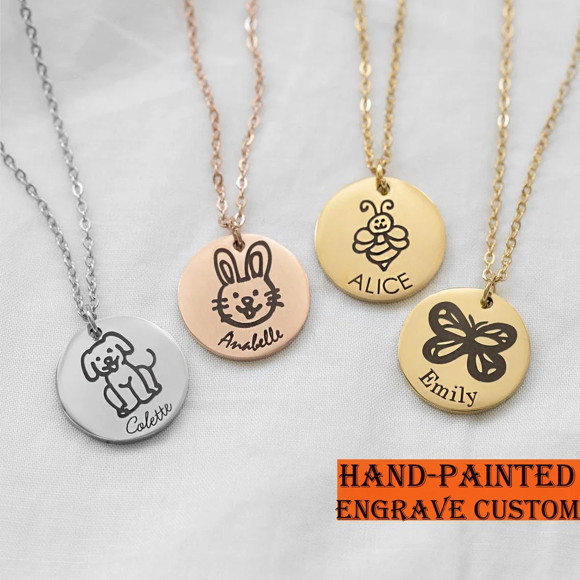 

Customized Hand-drawn Creative Children's Paintings Round Stainless Steel DIY Necklace DIY Engraving Pendant Accessories