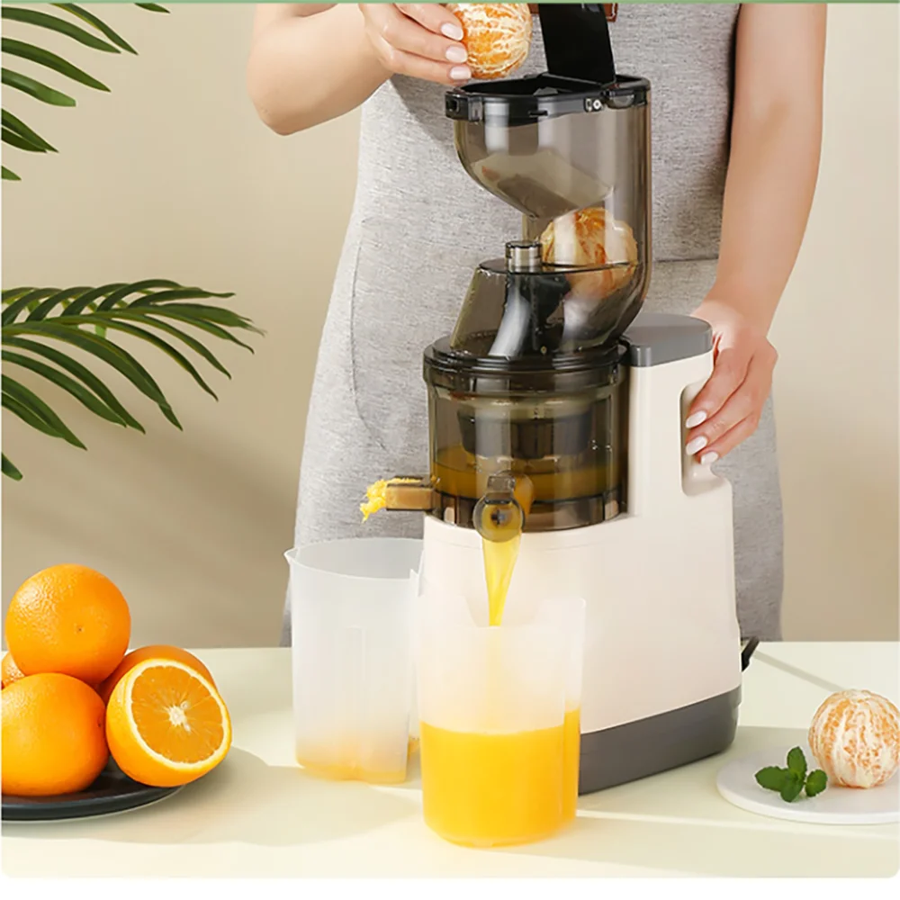 Exprimidor eléctrico de corte lento de gran calibre, máquina de jugo en espiral, filtro de separación de residuos de jugo de frutas y verduras, 220V