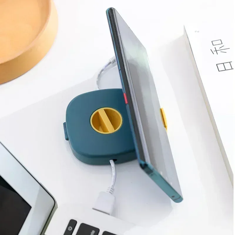Portable Round USB Cable Winder Small Cable Organizer Rotating Data Cable Organizer Mobile Phone Mobile Charging Cable Winder
