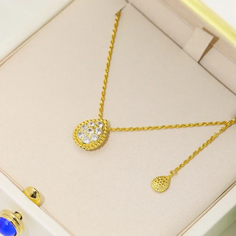 TFGLBU Trendy 2.5mm Full Moissanite Necklace for Women 18k Plated Lab Diamond Wedding Birthday Gift S925 Sterling Silver Jewelry
