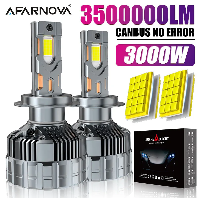 

H7 LED H4 H11 Headlight Bulbs Canbus High Power Light 3000W 3500000LM Car Light HB3 HB4 H1 9005 9006 9012 For Headlamp&Fog Light