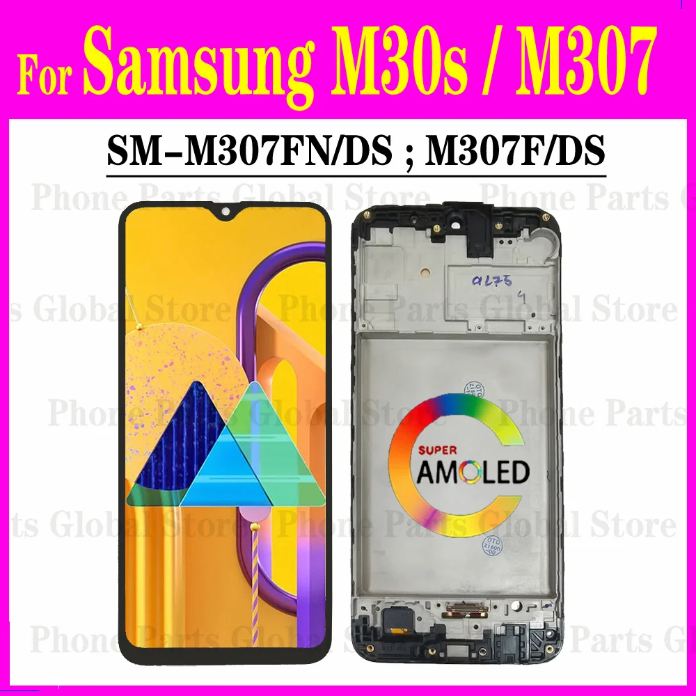 

AMOLED For Samsung M30S LCD For Galaxy M307 LCD With Frame Screen SM-M307FN/DS SM-M307F/DS Display Touch Digitizer Assembly