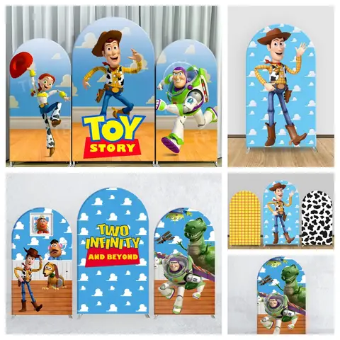 Disney Toy Story arc toile de fond couverture Cowboy Woody garçons anniversaire bébé douche photographie fond fête personnalisé nom décorations