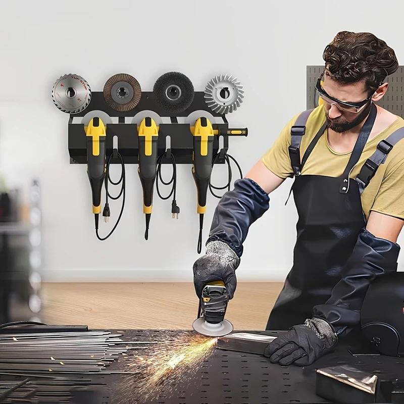 DTA5 Angle for Grinder Holder Wall Mount with Discs Hook Rack, Heavy Duty Storage for Garage Workshop Organizer