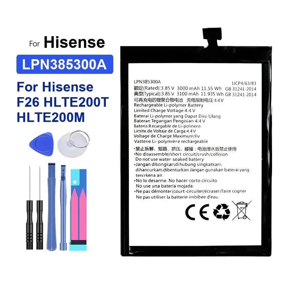

3000Mah Mobile Phone Battery Environmentally Friendly LPN385300A For Hisense F26 HLTE200T HLTE200M