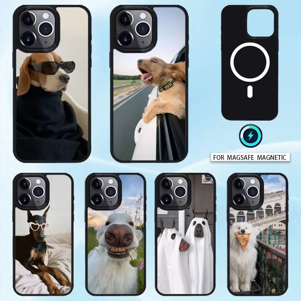 

Cute and funny dog Phone Case Magnetic For iPhone16 15 14 13 12 Pro Max For Magsafe Wireless Charging Cover