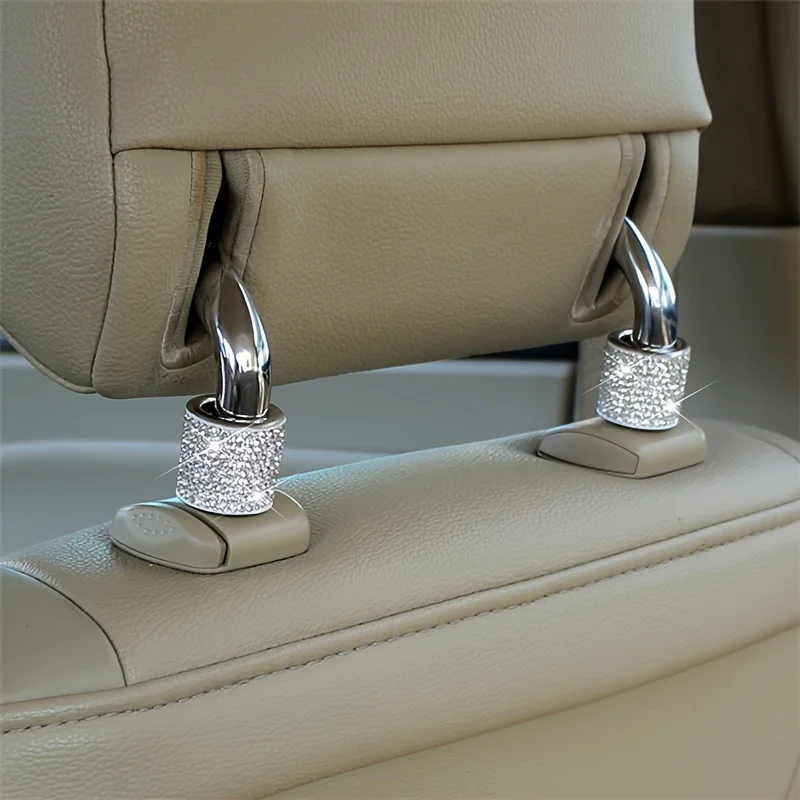 Fashion Shiny Rhinestone Seat Headrest Pole Metal Ring Interior Decoration Car Accessories Headrest Decoration Rhinestone Ring