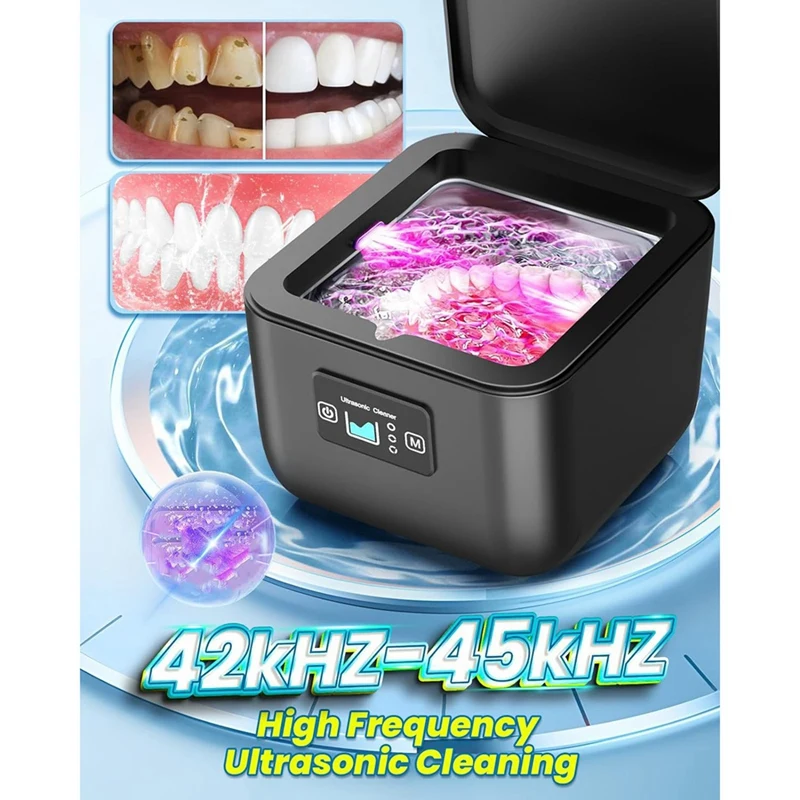 EU Plug เครื่องทําความสะอาดเครื่องประดับอัลตราโซนิกแบบพกพาเครื่องทําความสะอาดเครื่องอัลตราโซนิกปากยามทําความสะอาด