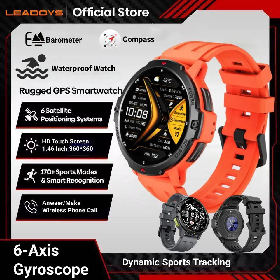 

LEADOYS C31GPS Sports Watch 6-Star Dual-Freq Positioning IP68 Waterproof Heart Rate Pace Monitor Offline Trajectory for Hi