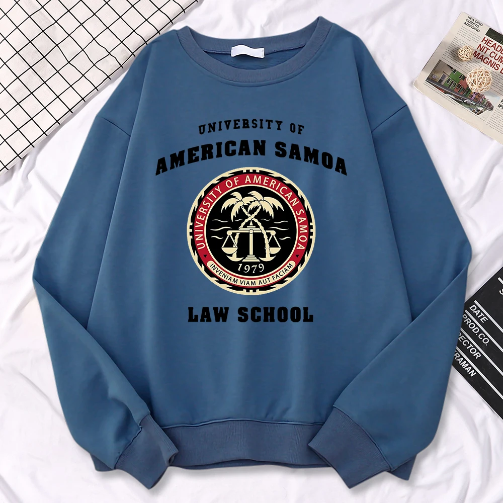 Simple Fashion Womens Pullovers University Of American Samoa Law School Print Hoody Soft Fleece Sweatshirt Loose Warm Clothes