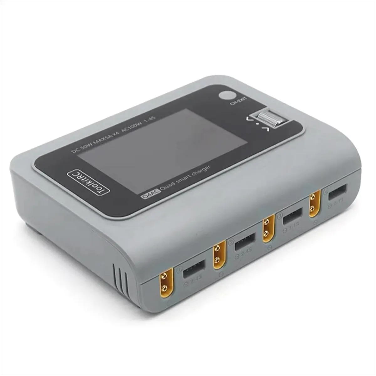 AC※▼●744- Q4AC 4x50w 4 Ports with XT30 Adapters AC DC Smart Charger IPS Clear Wide Angle Display for Lipo Battery EU Plug