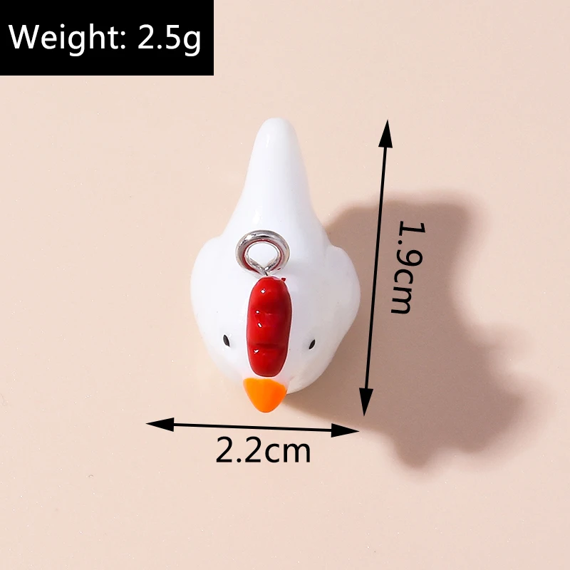 Leslie 10 stücke schöne Imitation Harz 3d Huhn Charms Kawaii Hahn Anhänger für DIY Schmuck Herstellung Ohrringe Armbänder Zubehör – Detail 1