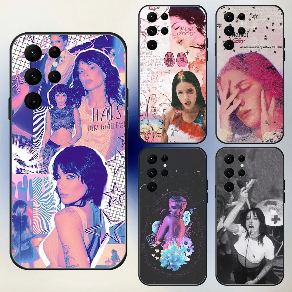 Singer H-Halsey Phone Case For Samsung S24,23,22,30,21,10,9,Ultra,Plus,Lite,FE,5G Black Soft Case