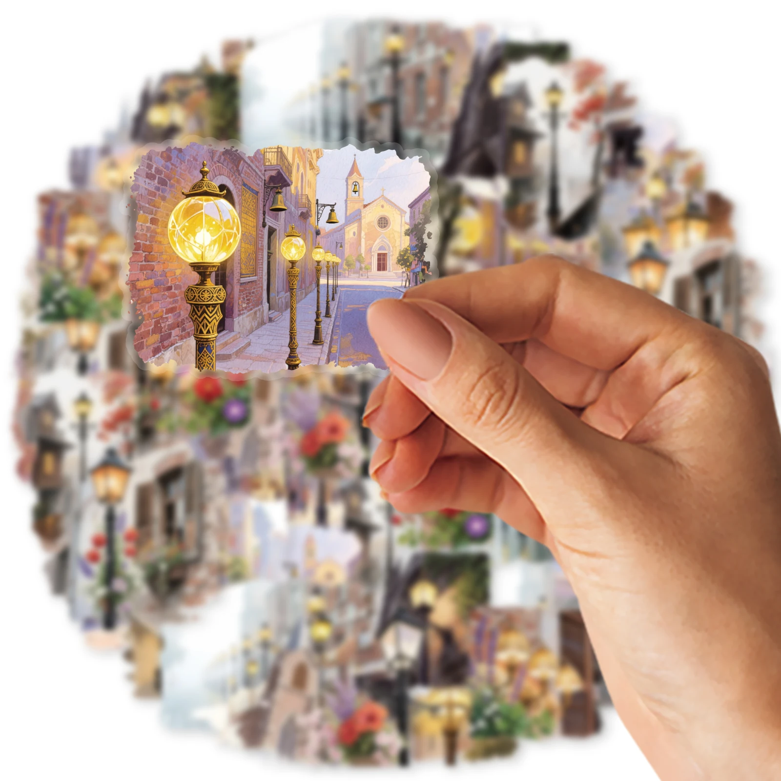 Confezione di adesivi modello Street Alley da 15 pezzi per custodie per telefoni, bagagli, laptop, album di ritagli, cancelleria, adesivi adesivi decorativi