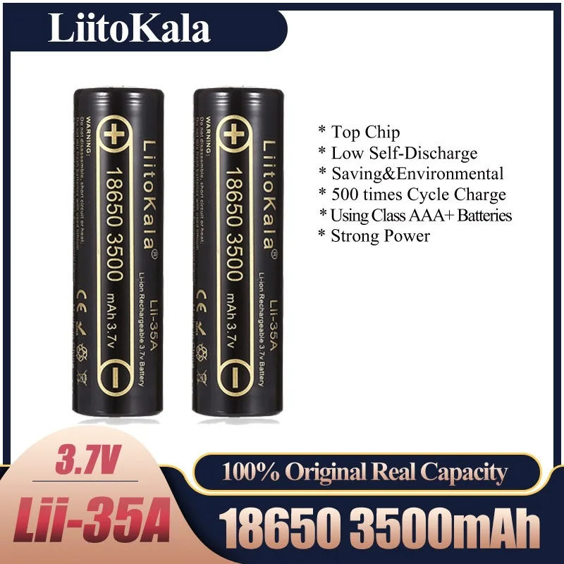 

2-10pcs LiitoKala Lii-35A 18650 3500mAh 3.7V Li-Ion Rechargeable Battery 10A Lithium Battery High Drain For Flashinglight Vaping