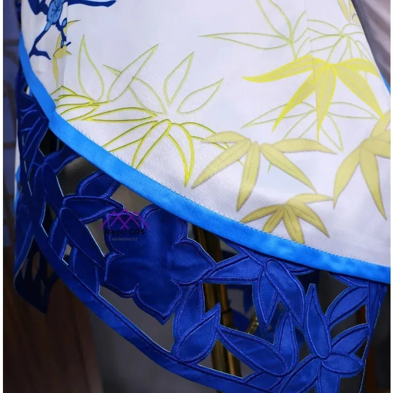 Naraka: Bladepoint Yoto Hime The Demon Sword Cosplay Costume Qipao Porcelain Hue Full Set Wig Halloween Party Outfit New Arrival