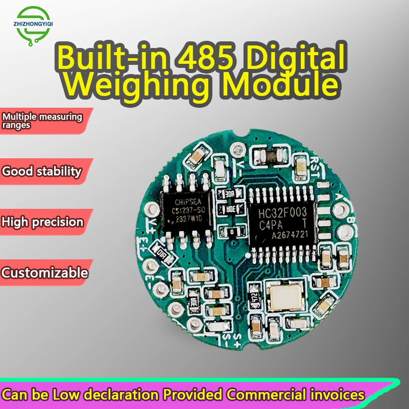 Load Cell Transmitter Baud Rates 500000 RS485 Digital Weighing Module Board Single Channel with Modbus RTU 10-Point Calibration