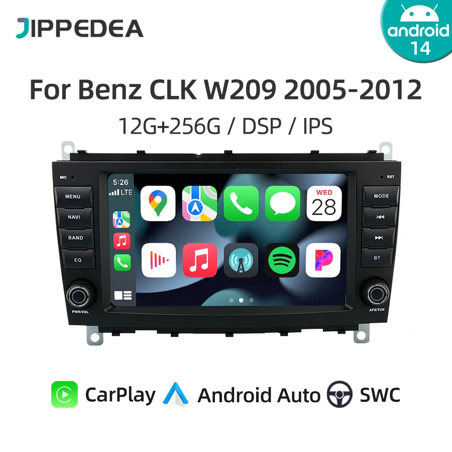

Android 14.0 Car Multimedia Player CarPlay GPS Navigation 4G WiFi Bluetooth RDS Car Radio For Mercedes Benz CLK W209 2005-2012