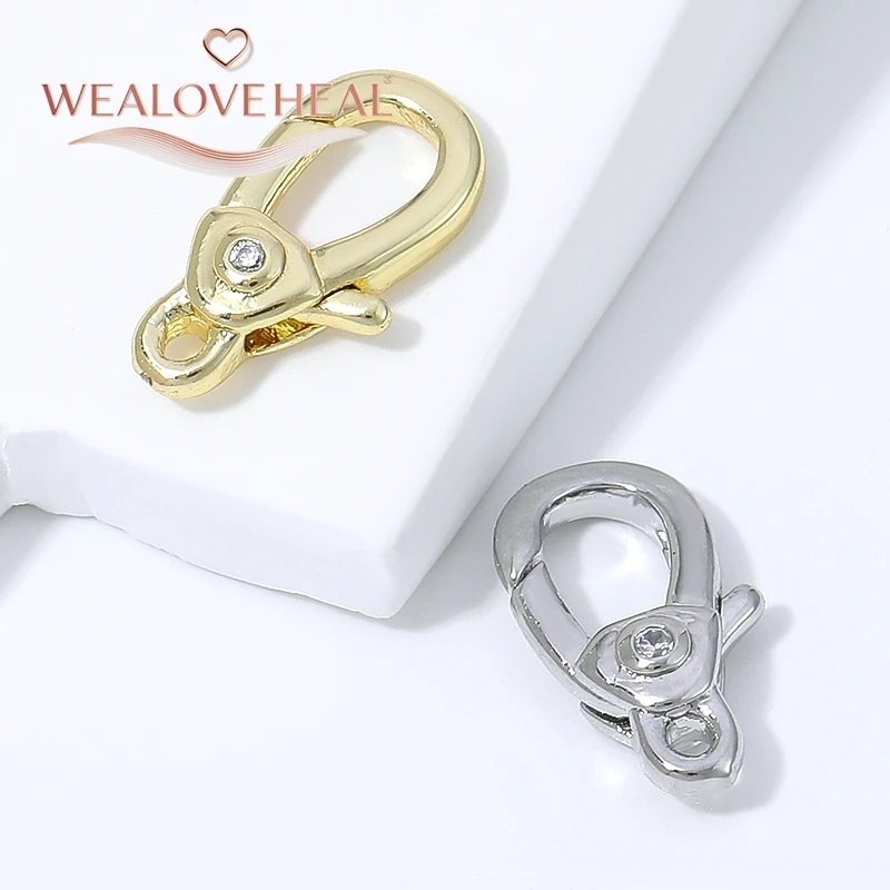 armband verschluss, 18K vergoldete Messing-Karabinerverschlüsse mit eingelegtem Zirkon, 11,5 mm Federhakenverschluss für DIY-Halsketten- und Armbandzubehör, Großhandel – Detail 15