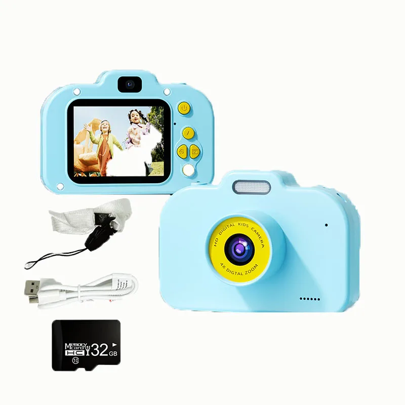 X2d Kinderspiel zeug 3c Kamera Flash Mini SLR Digital Pink Blue Cartoon Animation abs umwelt freundliches Material Typ-C