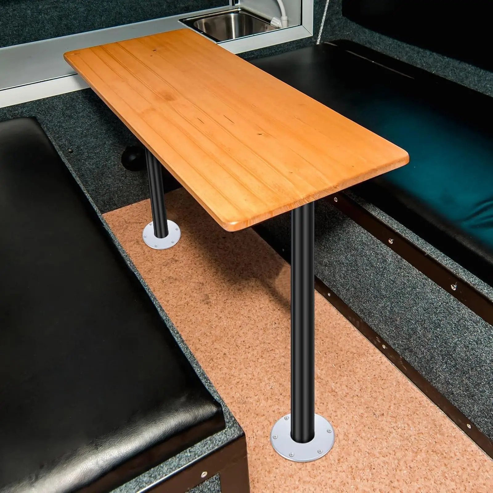 Durable Aluminum RV Table Leg Base Flush Floor Mounting Bracket Repair Accessory for Boat and Camper