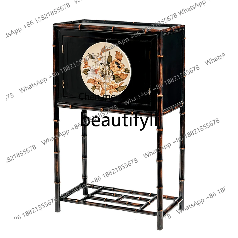 

Chinese high-end vertical cabinet antique painted carved tea cabinet storage storage cabinet H