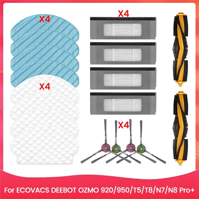 A26F-For ECOVACS DEEBOT OZMO 920/950/T5/T8/N7/N8 Pro+ Vacuum Replacement Parts Main Brush Filter Disposable Mop Cloth