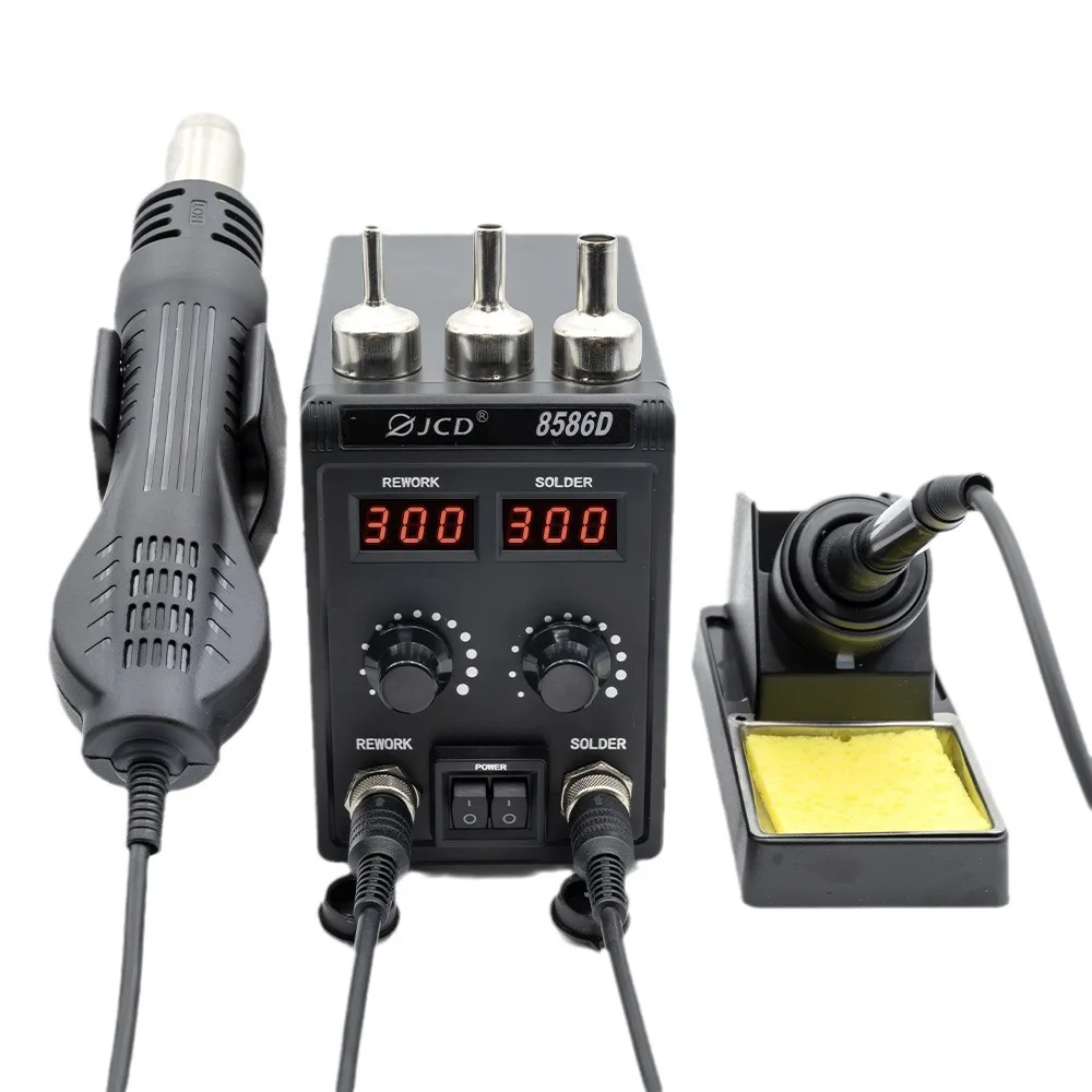 

8586D Hot Air Gun Two-in-one Welding Table Mobile Phone Maintenance Soldering Iron Welding Tool Adjustable Digital Display