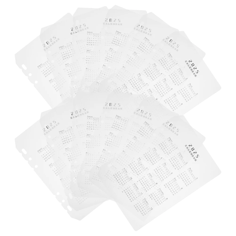 

12 Pcs Calendar Divider Frosted PP Planner Inserts Loose Leaf Binder Separator Notepad Refill Household ganizer