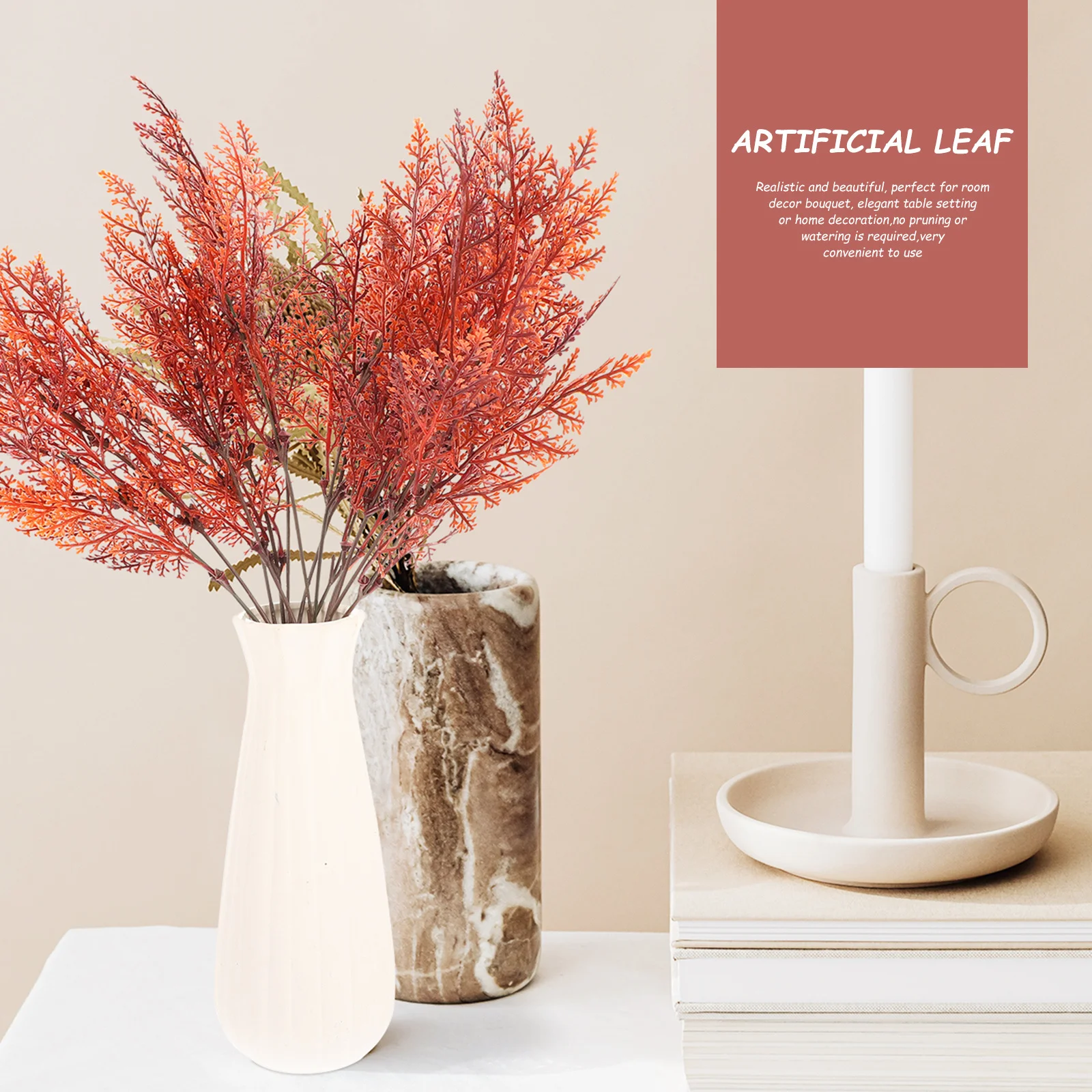 

6Pcs Artificial Fern Leaf Plants Fake Branches Lifelike Foliage for Home Decor Table Centerpieces Wedding Layout DIY