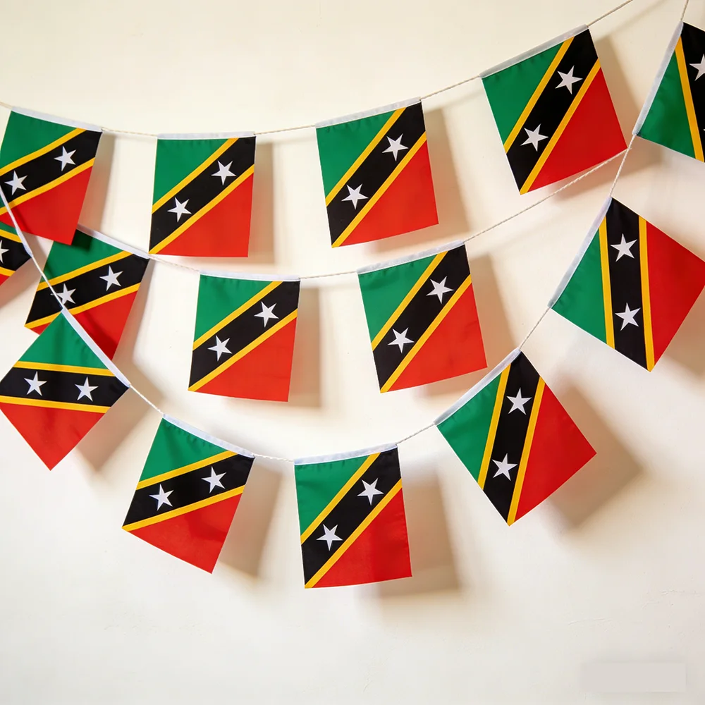 The Federation of Saint Kitts and Nevis Bunting Flags 14x21cm 20pcs/Lot String Flags for Festival Party Decoration