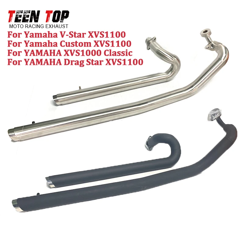 Sistema de escape completo para motocicleta Yamaha V-Star Custom XVS1100 Classic Drag Star 1100, tubo de escape, silenciador de moto, tamaño OEM