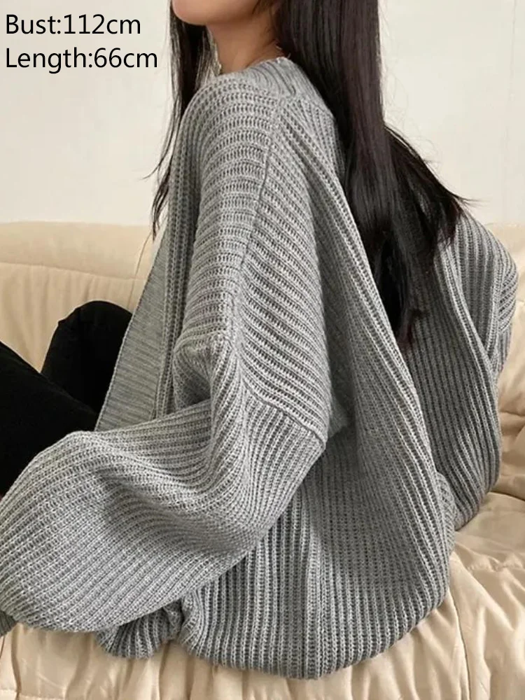 Nueva moda, cárdigan de punto de manga larga, suéter para mujer, Otoño Invierno, suéter suelto informal, abrigo, prendas de vestir elegantes para oficina para mujer
