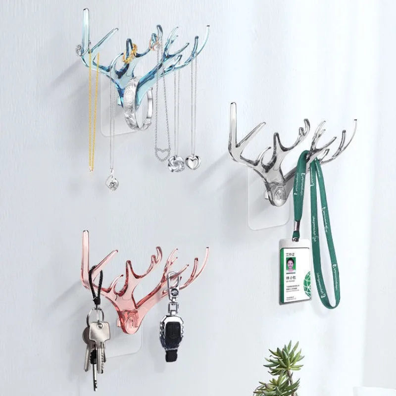 Wall Hanging Hook Vintage Deer Head Antlers for Hanging Clothes Hat Scarf Key Deer Horns Hanger Rack Wall Decoration Hanger