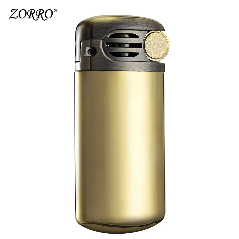 Zorro-Brass Kerosene Lighter, Retro Vintage Mini Portable Gasoline Flint Grinding Wheel, Windproof Men\'s Smoking Gift, Original