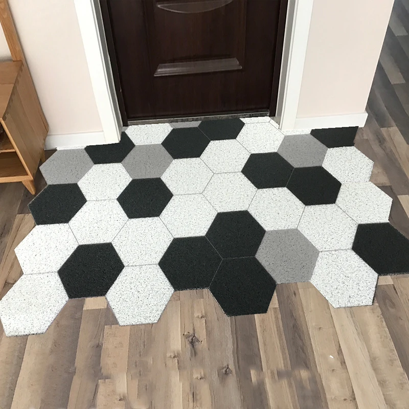 Extra Durable Doormat Outdoor Black White Plaid Carpet Low-Profile Heavy Rug Duty Garage Patio High Traffic Area Door Rug Mat