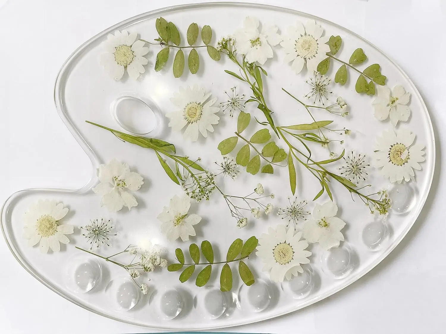 RISEON Epoxy Dried Flower Painting Palettes, Artists Colorful Botanical Paint Tray Pad Holder Pressed Flower Makeup Pale