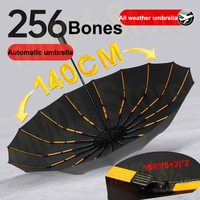 256 Bones Super Windproof Rain Umbrella Large Size Full Automatic Men Business Umbrellas Three Fold UV Protection Lady Sunshade