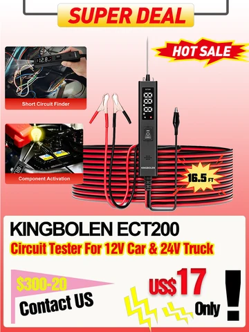 KINGBOLEN ECT200 Автомобильный тестер цепей, датчик мощности 12 В 24 В, автомобильный диагностический инструмент, встроенный сканер электрического напряжения