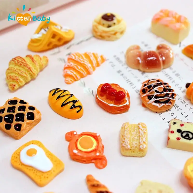 3PCS/lot Fake Food DIY Miniature Artificial Cake Croissant Pineapple Bun Biscuit Decorative Craft Play Doll House Toy