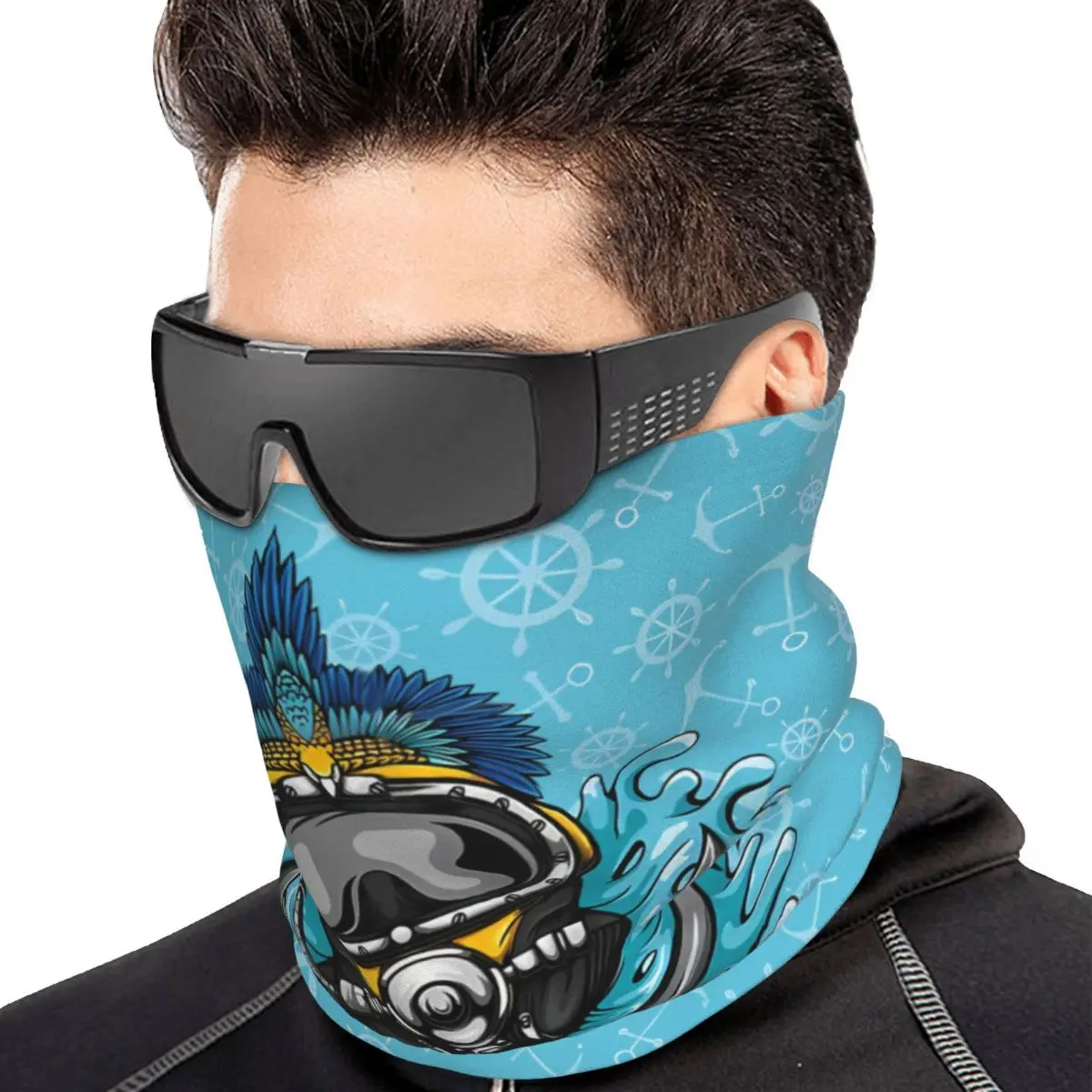 Scuba Mask Diver Bandana Neckerchief for Hiking Women Men Wrap Scarf Neck Headband Warmer