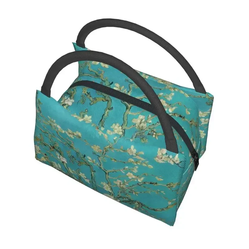 Almond Blossoms Vincent Van Gogh Insulated Lunch Bags for Camping Travel Art Flowers Painting Leakproof Thermal Cooler Lunch Box