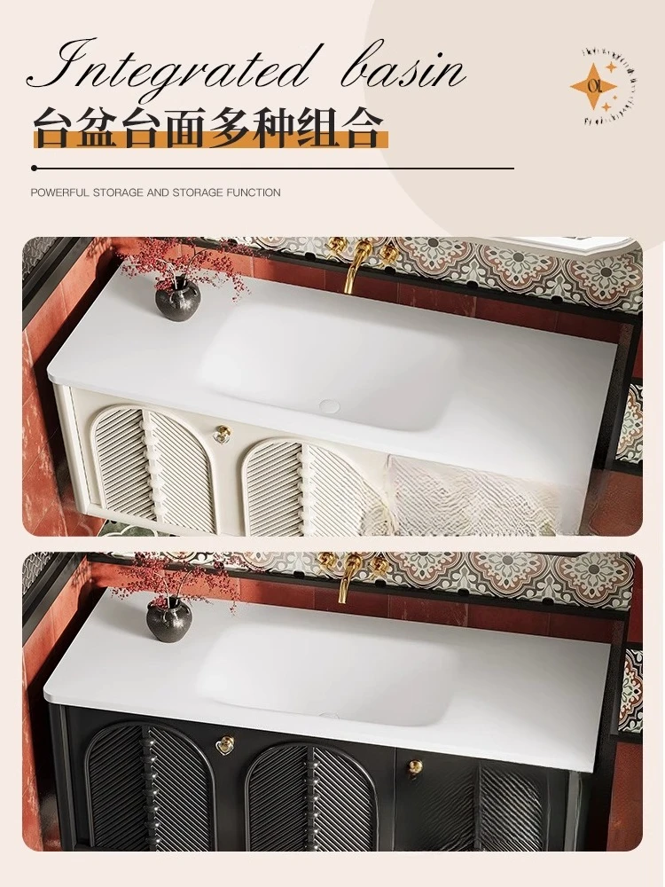 

Bathroom Cabinet Combination Cream Wind Slate Hot Bending Wash Table Hand Washbasin Cabinet