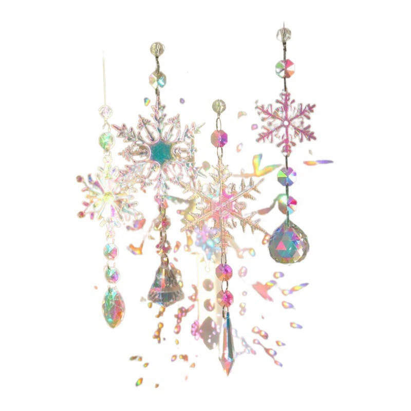Crystal Suncatcher AB Colorful Snowflake Icicle Pendant Window Christmas Tree Decoration
