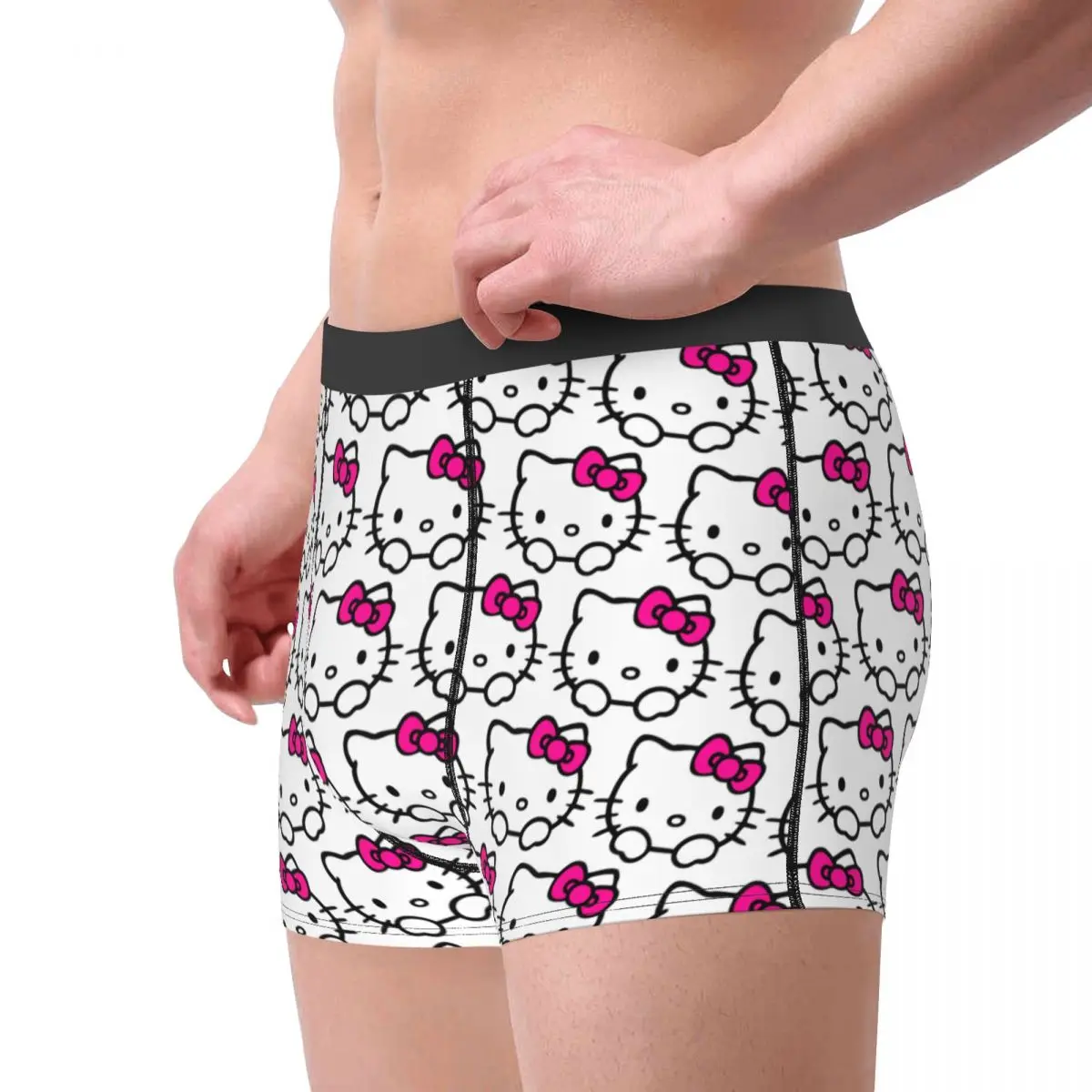 Male Novelty Hello Kitty Underwear Kitty White Boxer Briefs Breathable Shorts Panties Underpants