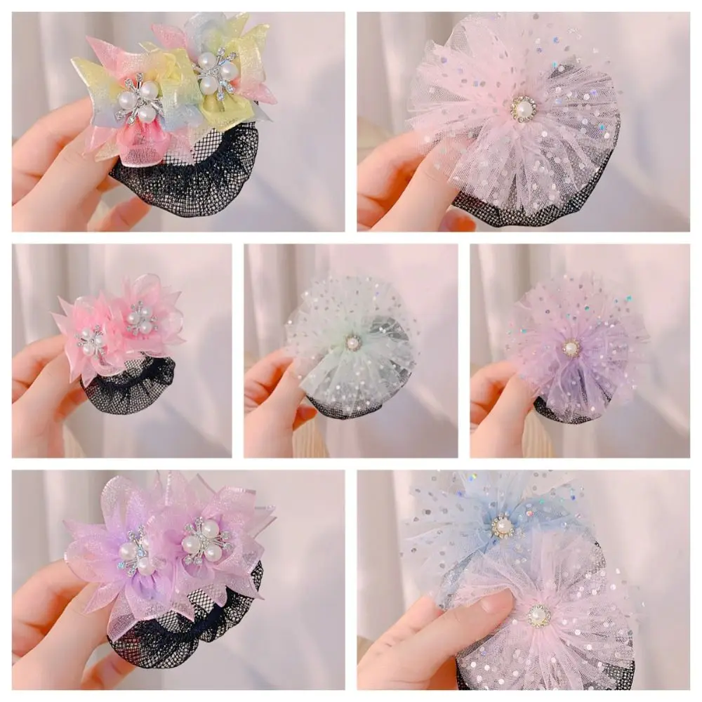 Suitable Princess Snood Spring Clip Mesh Star Star Hair Nets Hair Clip Colorful Sequin Hair Nets Kids