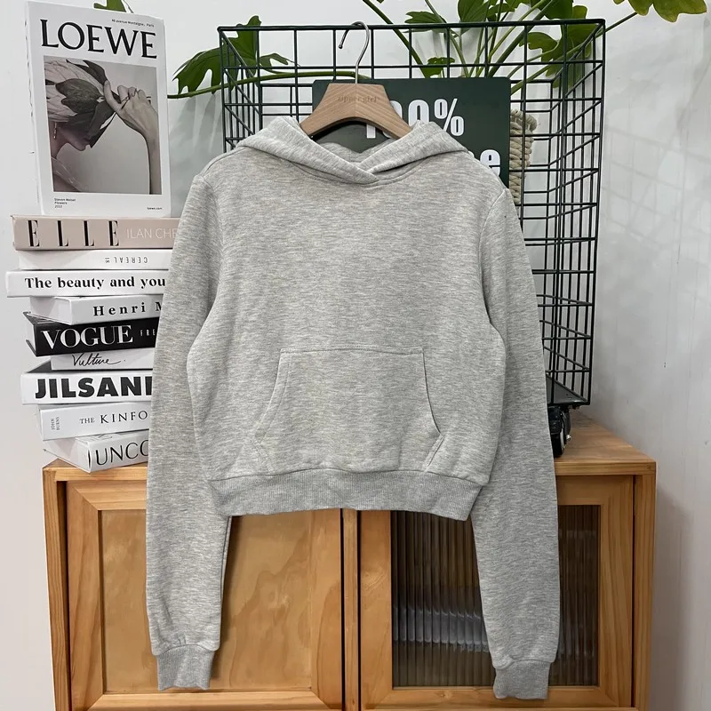 Casual Pockets Hoodies Fleece Hoody Sweatshirt for Women Streetwear Plain Sweater Ladies Autumn Winter Outwear