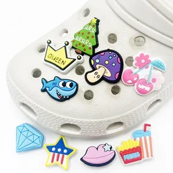 Single Sale Shark Queen PVC Shoe Charms Sandals Accessories Diamond Cherry Shoes Buckle Decorations Clogs Pins Badges Kid Gift